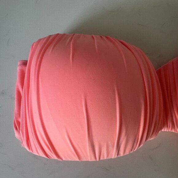 Hot Pink Peach Strapless Swim Bra Women's Large B/C Cup Ruched - Picture 4 of 10